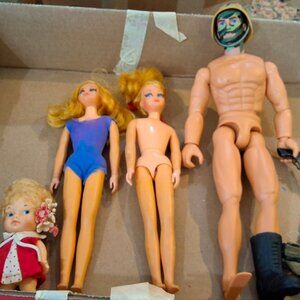 Vintage doll lot, GI Joe, Bionic Woman...